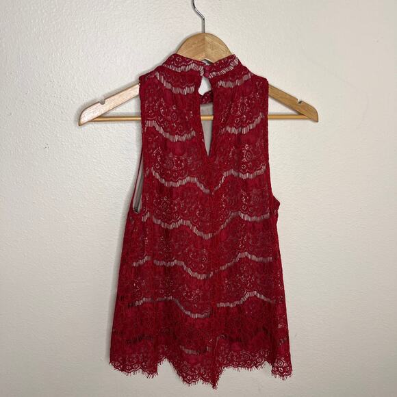 Love, Fire Red Sleeveless Lace Blouse Small - Picture 5 of 9